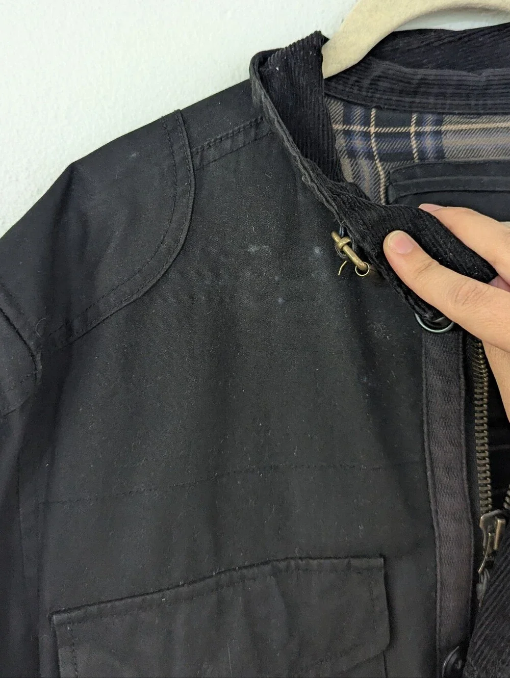 Vintage J. Crew Coated Barn Jacket The British Millerain Black Pockets Large T